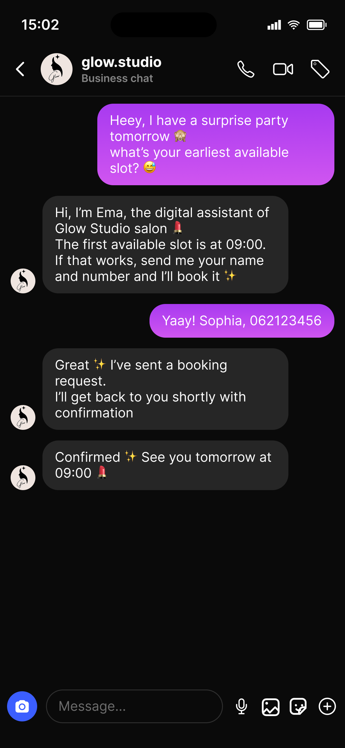 AI agent conversation in Instagram DMs